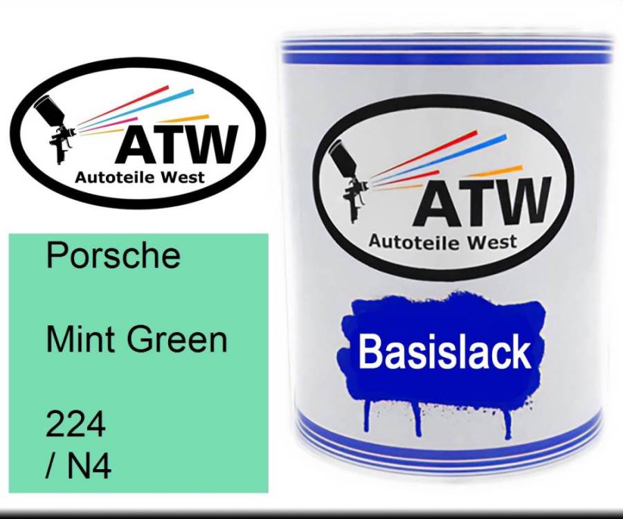 Porsche, Mint Green, 224 / N4: 1L Lackdose, von ATW Autoteile West.
